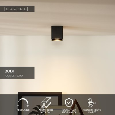 Lucide BODI - Foco de techo - 1xGU10 - Negro